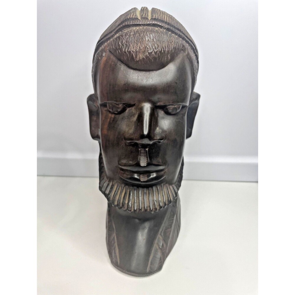 Vintage Solid Wood African Carved Monk Sculpture head – 10" X 5"